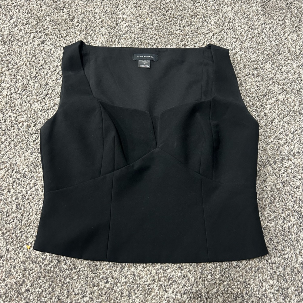Club Monaco Black Structured Crop Top